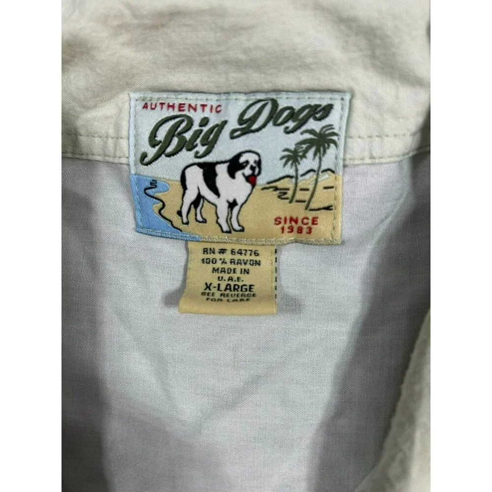 Big Dog Men's Hawaiian Shirt X-Large All Around Palm Tree Print Short Sleeve But - Picture 3 of 7